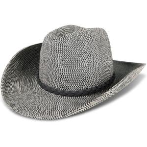 imageLucky Brand Womens Cowboy Hat  Western  Woven  Wide Brim  Adjustable  Breathable  Straw  Sun ProtectionGrey