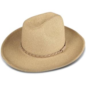 imageLucky Brand Womens Cowboy Hat  Western  Woven  Wide Brim  Adjustable  Breathable  Straw  Sun ProtectionWoven Western  Stone