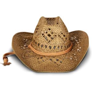 imageLucky Brand Womens Cowboy Hat  Western Wide Brim  Adjustable  Breathable Sun Protection Woven StrawTan