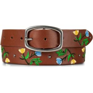 imageLucky Brand Womens Embroidered Leather Belt  Stylish  Classic  WesternInspired  American Heritage  Jean  PantEmbroidered Floral  Tan