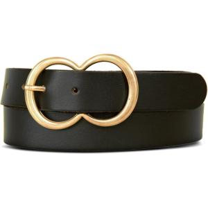 imageLucky Brand Womens Fashion Leather Belt  Stylish  Trend  Classic  Modern  Jean  Pant  Skirt  DressDouble Ring Statement Buckle  Black