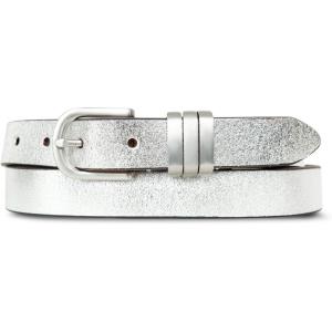 imageLucky Brand Womens Fashion Leather Belt  Stylish  Trend  Classic  Modern  Jean  Pant  Skirt  DressMetallic Triple Keeper  Silver