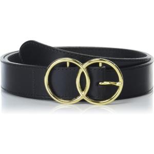 imageLucky Brand Womens Leather Belt  Leather  Trend  Stylish  Classic  Modern  Jeans  Pants  Skirt  DressLeather Double Ring  Black