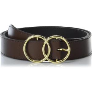 imageLucky Brand Womens Leather Belt  Leather  Trend  Stylish  Classic  Modern  Jeans  Pants  Skirt  DressLeather Double Ring  Brown