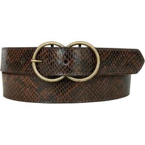 imageLucky Brand Womens Leather Belt  Leather  Trend  Stylish  Classic  Modern  Jeans  Pants  Skirt  DressSnakeskin Double Ring  Brown