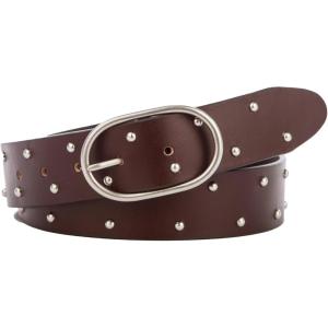 imageLucky Brand Womens Studded Leather Belt  Stylish  Classic  Modern  Jeans  Pants  Skirt  DressCenter Bar Studded  Brown