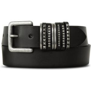 imageLucky Brand Womens Studded Leather Belt  Stylish  Classic  Modern  Jeans  Pants  Skirt  DressMultiple Keeper Stud Trim  Black