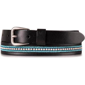 imageLucky Brand Womens WesternInspired Leather Belt  Classic  American Heritage  Casual  Vintage  CowboyTurquoise Beaded  Black