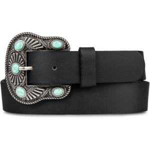 imageLucky Brand Womens WesternInspired Leather Belt  Classic  American Heritage  Casual  Vintage  CowboyTurquoise Stud  Black