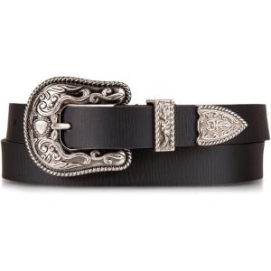 imageLucky Brand Womens WesternInspired Leather Belt  Classic  American Heritage  Casual  Vintage  CowboyWestern Buckle and Tip  Black