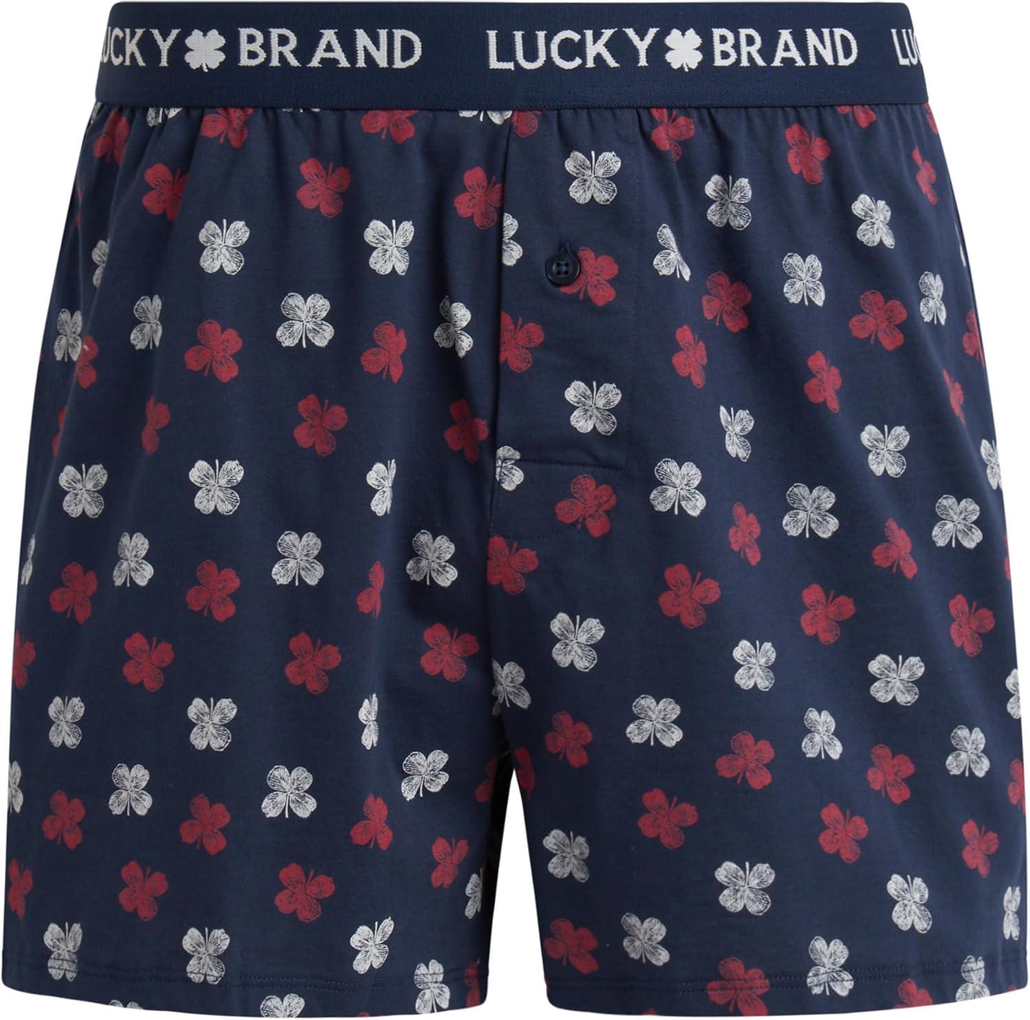 imageLucky Brand Boxers for Men  4 Pack Knitted Mens Underwear with Functional Fly  Classic Mens Boxers SXXLVintage IndigoStripeHeather GreyIndigo Print