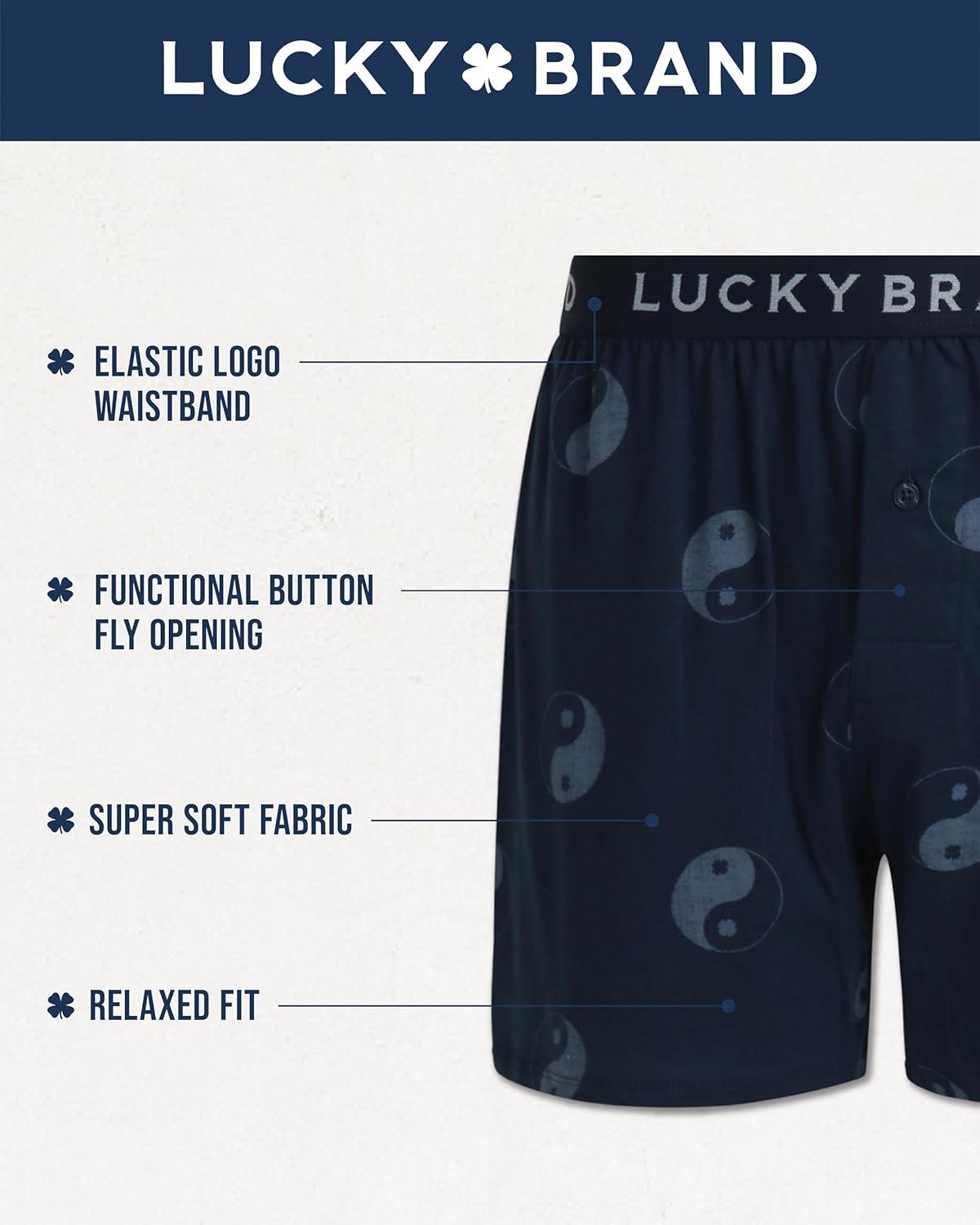 imageLucky Brand Boxers for Men  8 Pack Knitted Mens Underwear with Functional Fly  Classic Mens Boxers SXXLVintage IndigoStripeHeather GreyIndigo Print