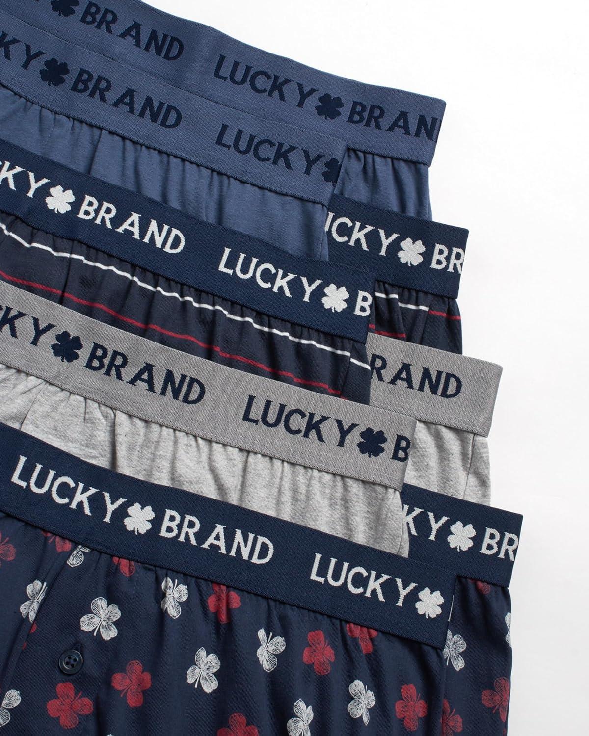 imageLucky Brand Boxers for Men  8 Pack Knitted Mens Underwear with Functional Fly  Classic Mens Boxers SXXLVintage IndigoStripeHeather GreyIndigo Print