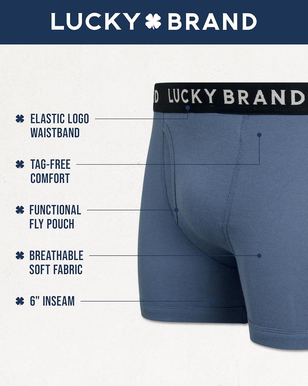 imageLucky Brand Mens Boxer Briefs  3 Pack Classic Mens Underwear Boxer Briefs with Functional Fly  Soft Cotton Boxers for MenVintage IndigoIndigoEarth Red