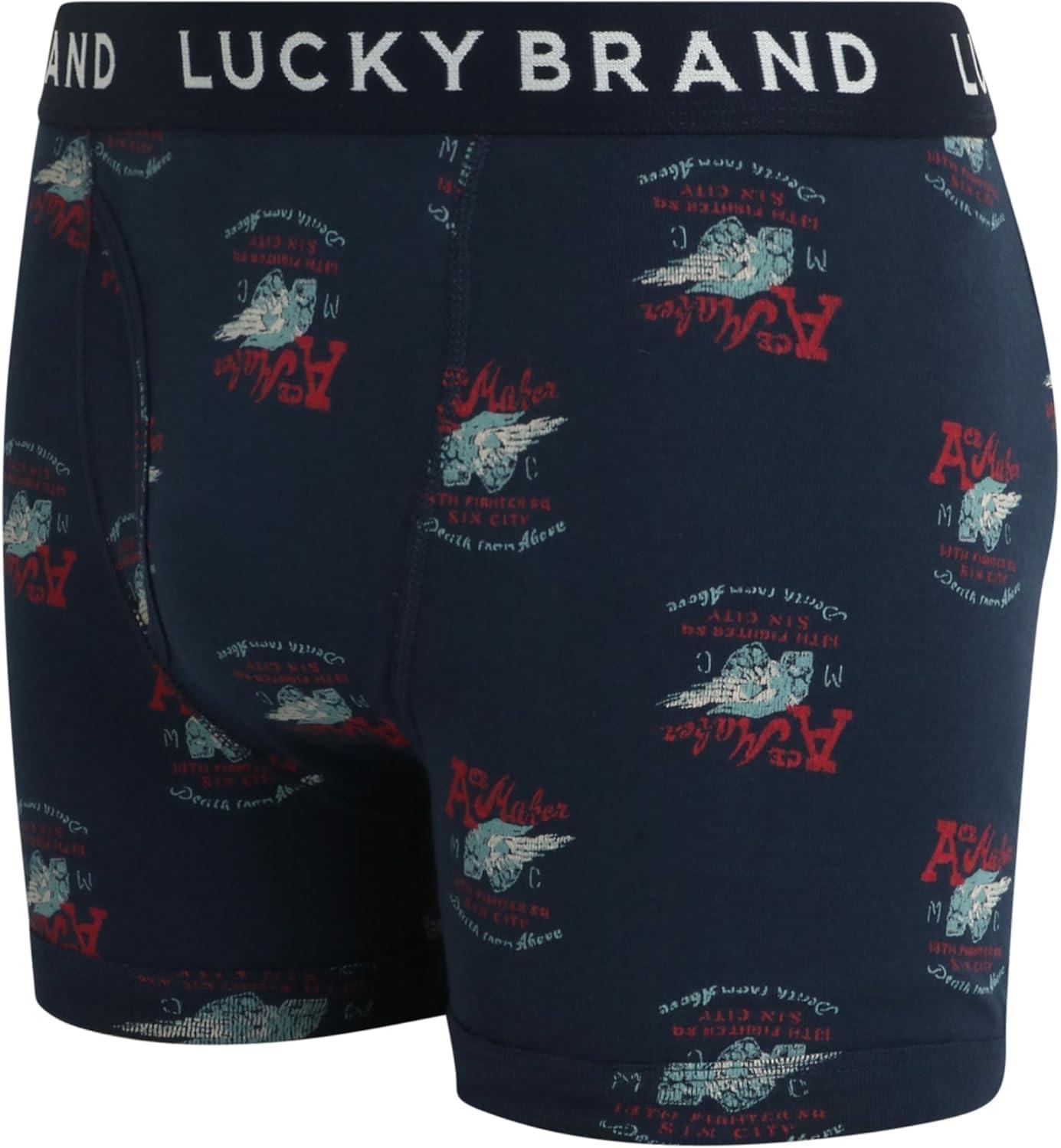 imageLucky Brand Mens Boxer Briefs  3 Pack Classic Mens Underwear Boxer Briefs with Functional Fly  Soft Cotton Boxers for MenVintage IndigoIndigoEarth Red