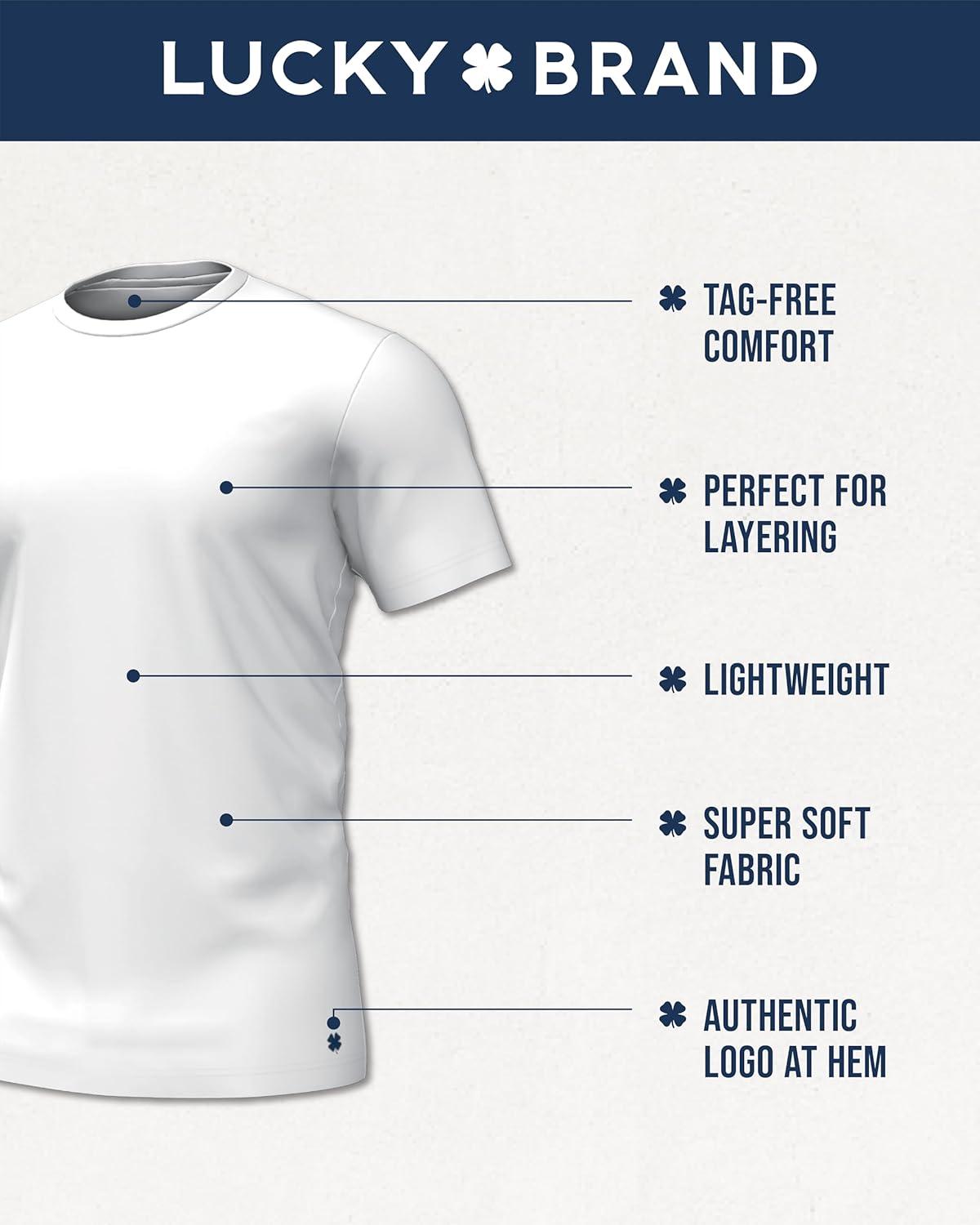 imageLucky Brand Mens TShirts  Classic Fit Soft Stretch Short Sleeve Crewneck Undershirt  Casual Tee Shirts for Men SXLVintage Indigo