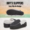 imageLucky Brand Boys Faux Wool Aline House Shoes for Kids Memory Foam SlippersBlueWhite