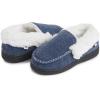 imageLucky Brand Boys Faux Wool Aline House Shoes for Kids Memory Foam SlippersBlueWhite