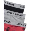imageLucky Brand Mens Boxer Briefs  3 Pack Soft Stretch Casual Mens Underwear with Functional Fly Pouch Boxers S2XLJet BlackRed PrintGrey Heather