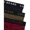 imageLucky Brand Mens Boxer Briefs  3 Pack Soft Stretch Casual Mens Underwear with Functional Fly Pouch Boxers S2XLJet BlackTibetan Red PrintDark Olive Heather