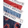 imageLucky Brand Mens Boxer Shorts  3 Pack Knit Cotton Boxers for Men with Functional Fly  Lightweight Mens Underwear BoxersBlueNavy PrintRed
