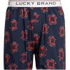 imageLucky Brand Mens Boxer Shorts  3 Pack Knit Cotton Boxers for Men with Functional Fly  Lightweight Mens Underwear BoxersBlueNavy PrintRed