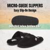 imageLucky Brand Mens Microsuede Memory Foam Open Toe Slippers Cool Adjustable Strap Indoor Outdoor House Sliders for MenBlack