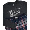 imageLucky Brand Mens Pajama Set  2 Piece Long Sleeve Crewneck Mens Shirts and Flannel Lounge Pants  Cozy Pajama Pants Set SXLCharcoal HeatherMoonlit Ocean Plaid