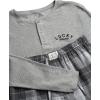 imageLucky Brand Mens Pajama Set  2 Piece Long Sleeve Crewneck Mens Shirts and Flannel Lounge Pants  Cozy Pajama Pants Set SXLGrey Heathersmoked Pearl Plaid