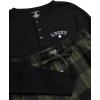 imageLucky Brand Mens Pajama Set  2 Piece Long Sleeve Crewneck Mens Shirts and Flannel Lounge Pants  Cozy Pajama Pants Set SXLJet Blackfour Leaf Clover Plaid