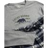 imageLucky Brand Mens Pajama Set  2 Piece Long Sleeve Waffle Knit Top and Flannel Fleece Thermal Pants  Cozy Mens Base LayersGrey HeatherPlaid