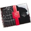 imageLucky Brand Mens Pajama Set  2 Piece Long Sleeve Waffle Knit Top and Flannel Fleece Thermal Pants  Cozy Mens Base LayersJet BlackMedium Grey Plaid