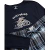 imageLucky Brand Mens Pajama Set  2 Piece Long Sleeve Waffle Knit Top and Flannel Fleece Thermal Pants  Cozy Mens Base LayersMood IndigoGrey Plaid