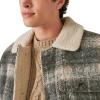 imageLucky Brand Mens Plaid Faux Shearling Lined Trucker JacketGrey Plaid