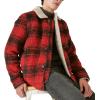 imageLucky Brand Mens Plaid Faux Shearling Lined Trucker JacketRed Plaid
