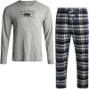 imageLucky Brand Mens Pajama Set  2 Piece Long Sleeve Waffle Knit Top and Flannel Fleece Thermal Pants  Cozy Mens Base LayersGrey HeatherPlaid