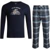 imageLucky Brand Mens Pajama Set  2 Piece Long Sleeve Waffle Knit Top and Flannel Fleece Thermal Pants  Cozy Mens Base LayersMood IndigoGrey Plaid