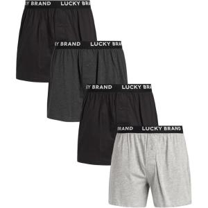 imageLucky Brand Boxers for Men  4 Pack Knitted Mens Underwear with Functional Fly  Classic Mens Boxers SXXLBlackHeather GreyJet