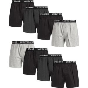 imageLucky Brand Boxers for Men  8 Pack Knitted Mens Underwear with Functional Fly  Classic Mens Boxers SXXLBlackHeather GreyJet