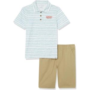 imageLucky Brand Boys 2 Pieces Short SetTealCloud DancerBritish Khaki