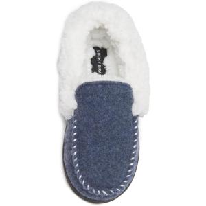 imageLucky Brand Boys Faux Wool Aline House Shoes for Kids Memory Foam SlippersBlueWhite