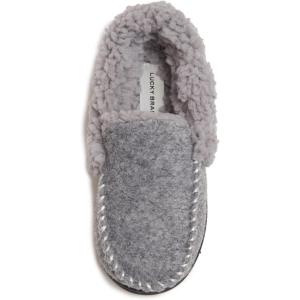imageLucky Brand Boys Faux Wool Aline House Shoes for Kids Memory Foam SlippersGreyGrey
