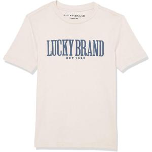 imageLucky Brand Boys Short Sleeve Graphic Crew Neck TShirt Soft Comfortable Relaxed FitCloud Dancer Puff