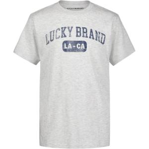 imageLucky Brand Boys Short Sleeve Graphic Crew Neck TShirt Soft Comfortable Relaxed FitJock Oat Heather