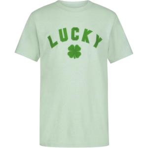 imageLucky Brand Boys Short Sleeve Graphic Crew Neck TShirt Soft Comfortable Relaxed FitLucky Clover Lichen Heather