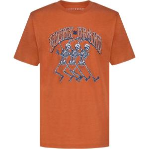 imageLucky Brand Boys Short Sleeve Graphic Crew Neck TShirt Soft Comfortable Relaxed FitSkeleton Dancers Rust