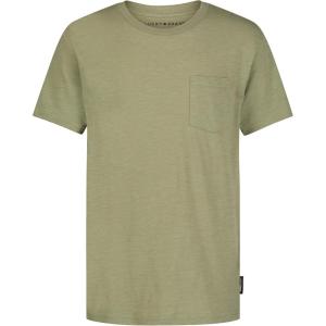 imageLucky Brand Boys Short Sleeve Slub Pocket Crew Neck TShirt Soft Comfortable Relaxed FitOil Green Heather