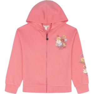 imageLucky Brand Girls Long Sleeve Fleece Full Zip Hoodie with Ribbed Cuffs ampamp WaistWild Rose Bouquet