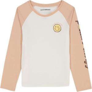 imageLucky Brand Girls Long Sleeve Graphic TShirt Tagless Cotton Tee with Fun DesignsCameo Rose Positivity