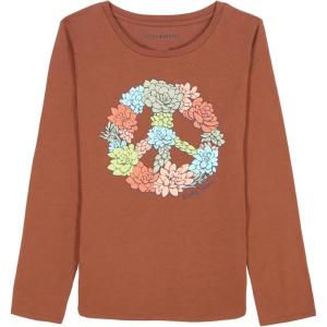 imageLucky Brand Girls Long Sleeve Graphic TShirt Tagless Cotton Tee with Fun DesignsCappuccino Cactus